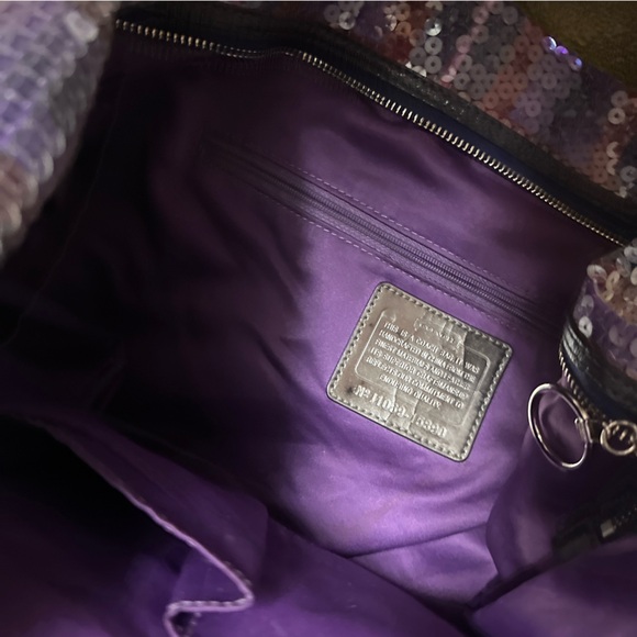 Coach LG Limited edition tartan glam sequin spotlight tote/overnight bag #15890 - Picture 6 of 6